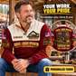 Personalized Tigercat 890 Live-Heel Shovel Logger Operator Sports Sweatshirt in Jujube Red, dedicated lifestyle featured image showing front and back artwork, personalized YOUR NAME and SINCE 2000
