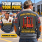 Personalized Kalmar AutoStrad Hybrid Straddle Carrier Sports Sweatshirt - TraPac Configuration in Grey, dedicated lifestyle featured image showing front and back artwork, personalized YOUR NAME and SINCE 2000