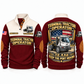 T2 4x2 Terminal Tractor Operator Sports Sweatshirt in Jujube Red, front and back views, sample YOUR NAME and SINCE 2000 personalization
