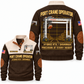 Hybrid RTG - Savannah configuration Port Crane Operator Sports Sweatshirt in Brown, front and back views, sample YOUR NAME and SINCE 2000 personalization