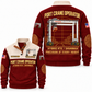 Hybrid RTG - Savannah configuration Port Crane Operator Sports Sweatshirt in Jujube Red, front and back views, sample YOUR NAME and SINCE 2000 personalization