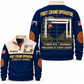 Hybrid RTG - Savannah configuration Port Crane Operator Sports Sweatshirt in Navy, front and back views, sample YOUR NAME and SINCE 2000 personalization