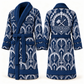 Personalized stonemason Bathrobe art deco craft blue front and back