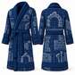 Personalized stonemason Bathrobe blueprint workshop blue front and back