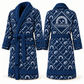 Personalized stonemason Bathrobe diamond emblems blue front and back