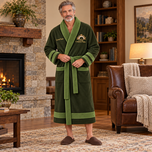 Personalized stonemason Bathrobe heritage crest Olive lifestyle