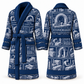 Personalized stonemason Bathrobe vintage patchwork blue front and back