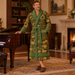 Personalized stonemason Bathrobe vintage patchwork Olive lifestyle