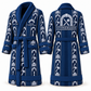 Personalized stonemason Bathrobe workbench stripes blue front and back