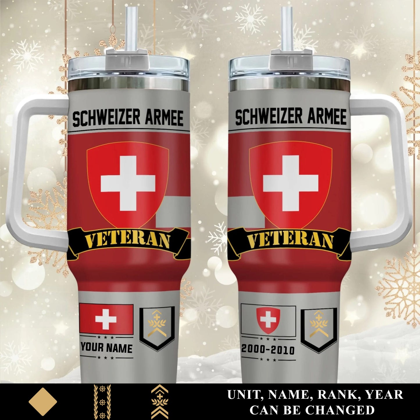 Personalized Swiss Veteran/ Soldier With Rank, Year And Name Camo Tumbler - 17652384