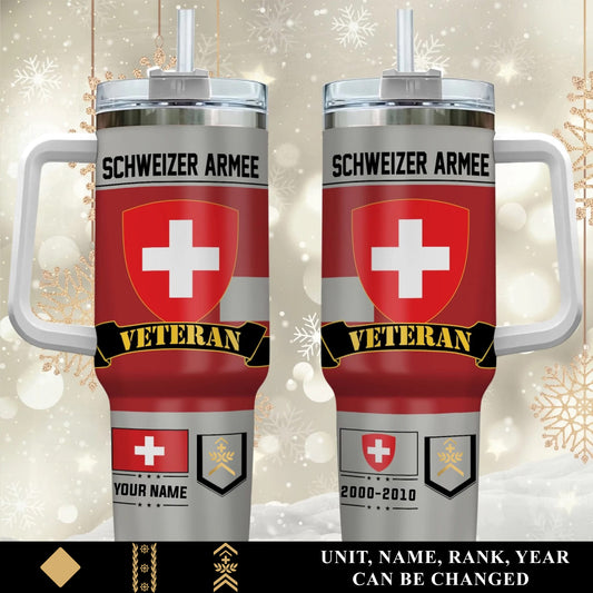 Personalized Swiss Veteran/ Soldier With Rank, Year And Name Camo Tumbler - 17652384