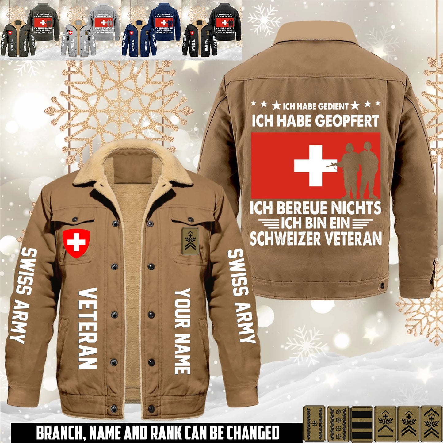 Personalized Swiss Soldier/ Veteran With Name And Rank Cargo Fleece Jacket - 1765843200