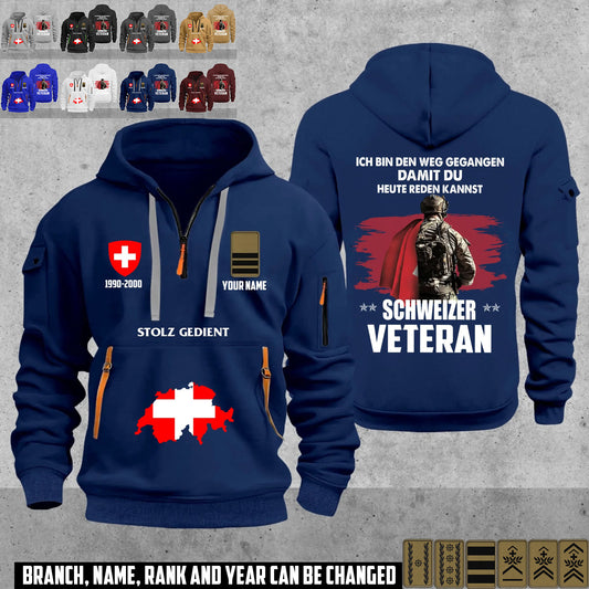 Personalized Swiss Soldier/ Veteran With Name, Year And Rank Zip Hoodie Multicolor - 17666208