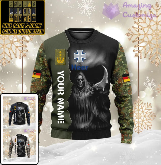 Personalized Germany Soldier/ Veteran Camo With Name And Rank Ugly Sweater 3D Printed  - 2601240001