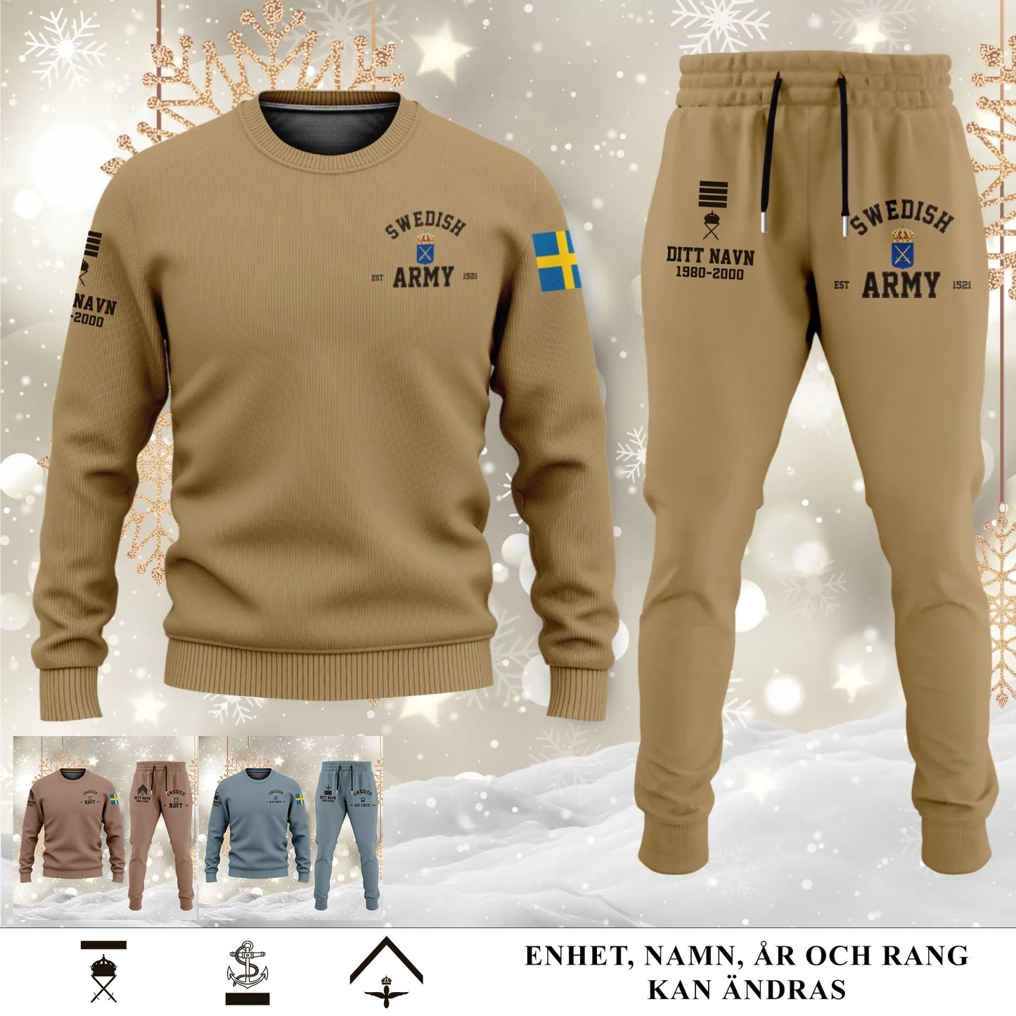 Svenskt Sweater + Jogger Set – Personlig med Namn, Rang & År - 17584128