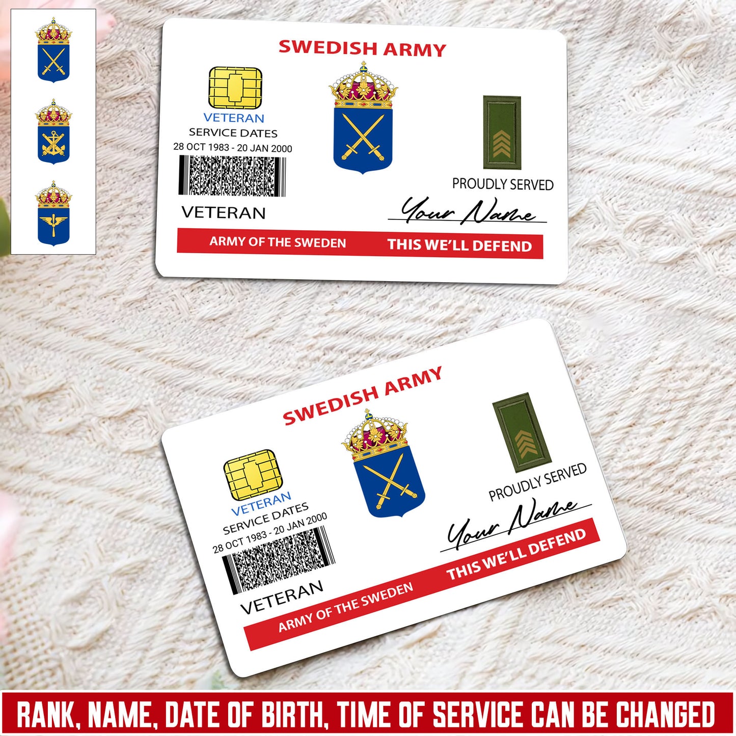 Personalized Sweden Soldier/ Veteran With Rank, Name And Year Aluminum Wallet Card - 17472672