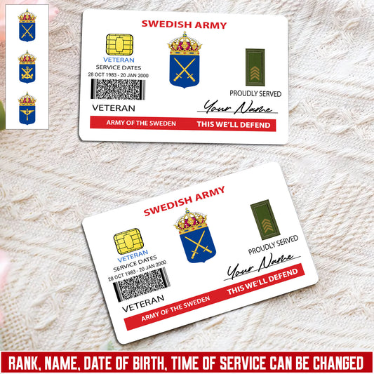 Personalized Sweden Soldier/ Veteran With Rank, Name And Year Aluminum Wallet Card - 17472672