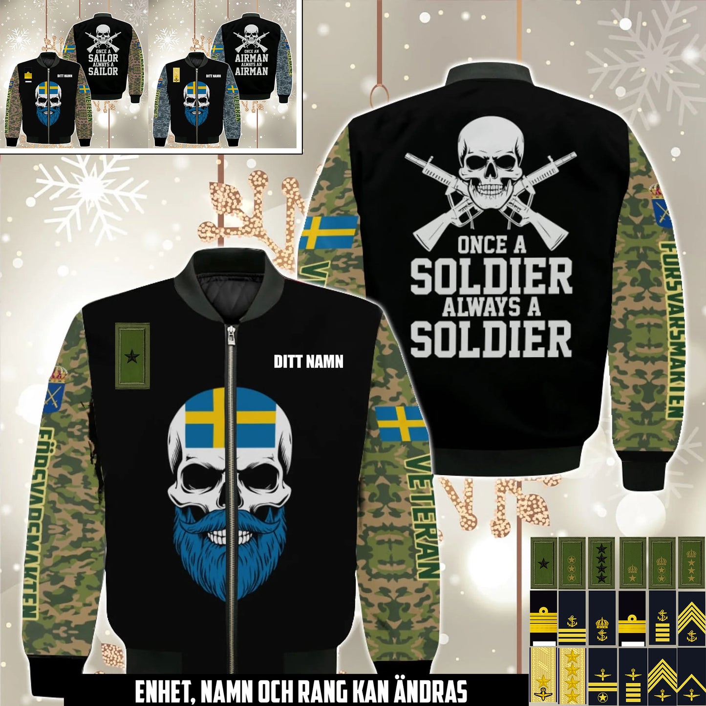 Svensk Veteran Camo Bomberjacka – Anpassad med Namn & Rang - 17580672