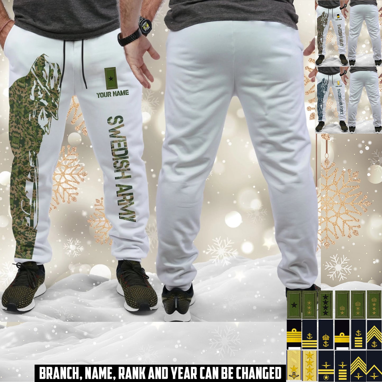 Personalized Sweden Soldier/ Veteran With Name And Rank Unisex Jogger - 17594496