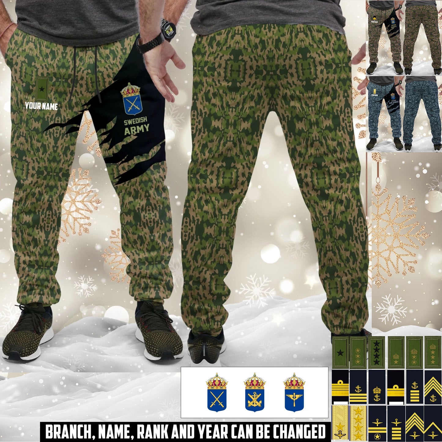 Personalized Sweden Soldier/ Veteran With Name And Rank Unisex Jogger - 17584128