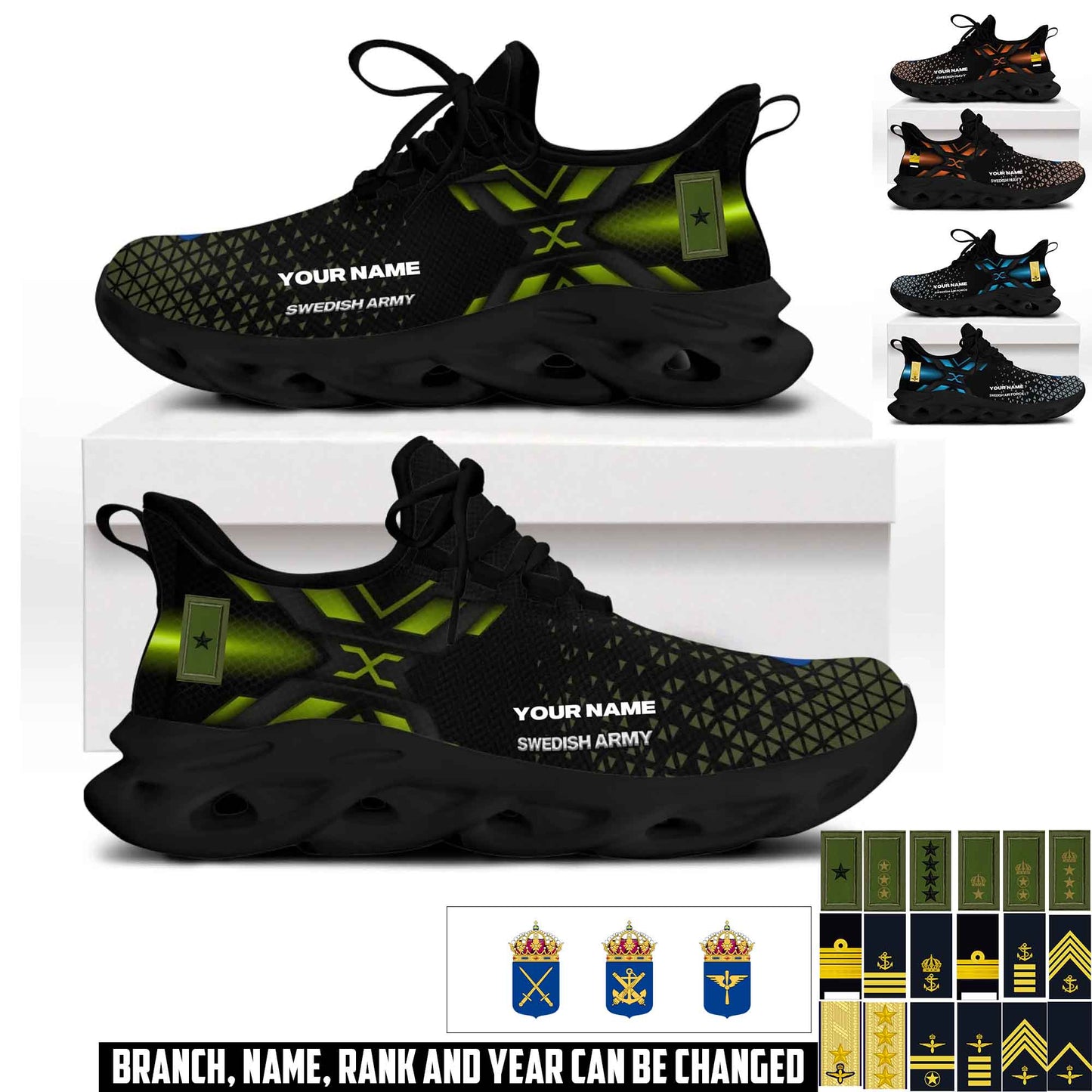 Personalized Sweden Soldier/ Veteran With Name And Rank Men Sneakers - 17592768