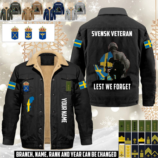 Personalized Sweden Soldier/ Veteran With Name And Rank Cargo Fleece Jacket - 17635968