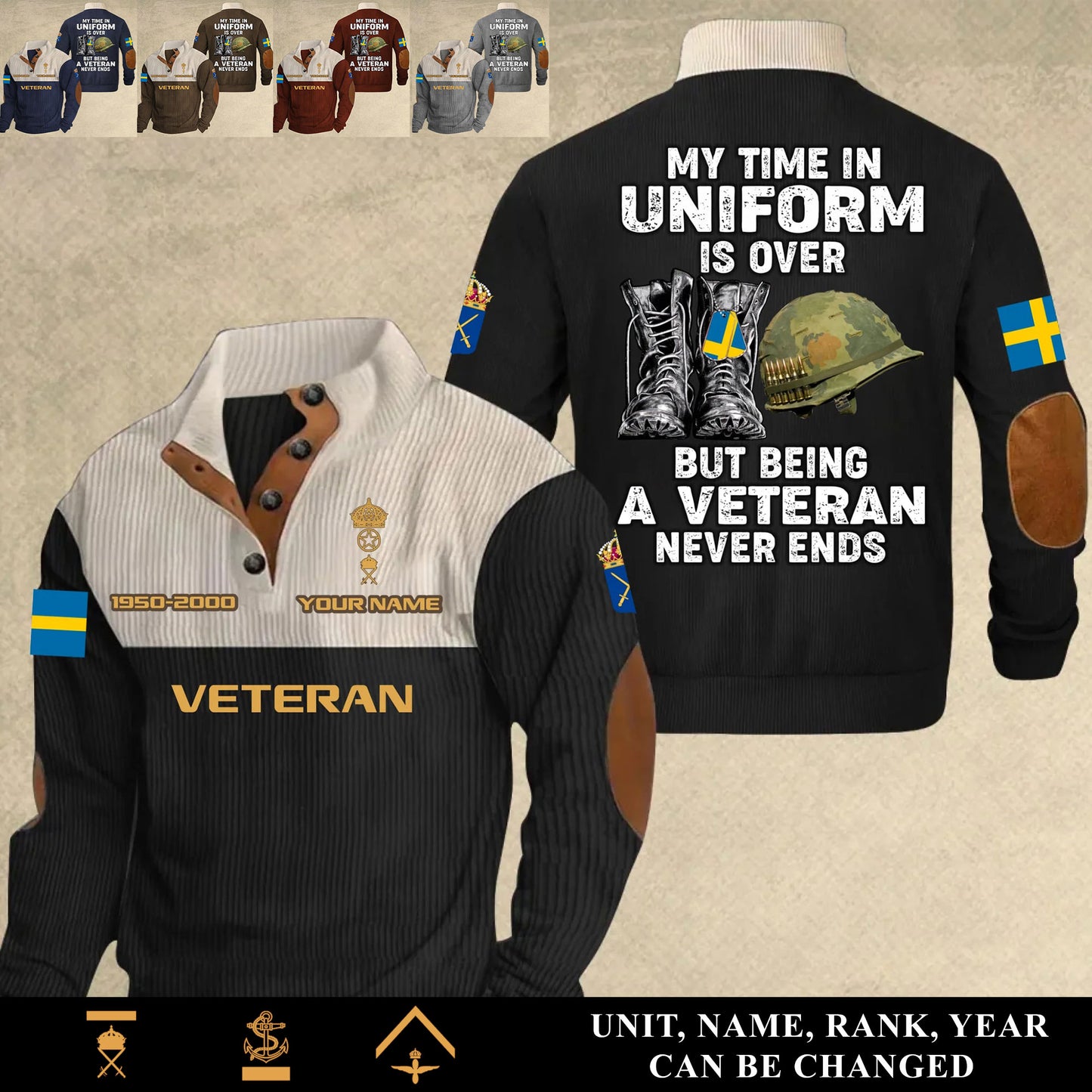 Personalized Sweden Soldier/ Veteran With Name, Year And Rank Sports Sweatshirt - 17553024