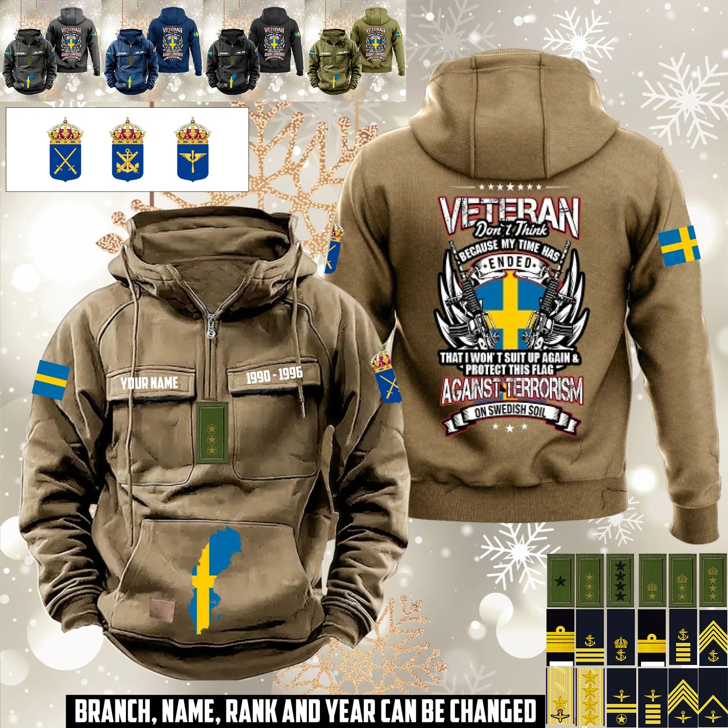 Personalized Sweden Soldier/Veteran Vintage Hoodie All Over Printed - 1760572801