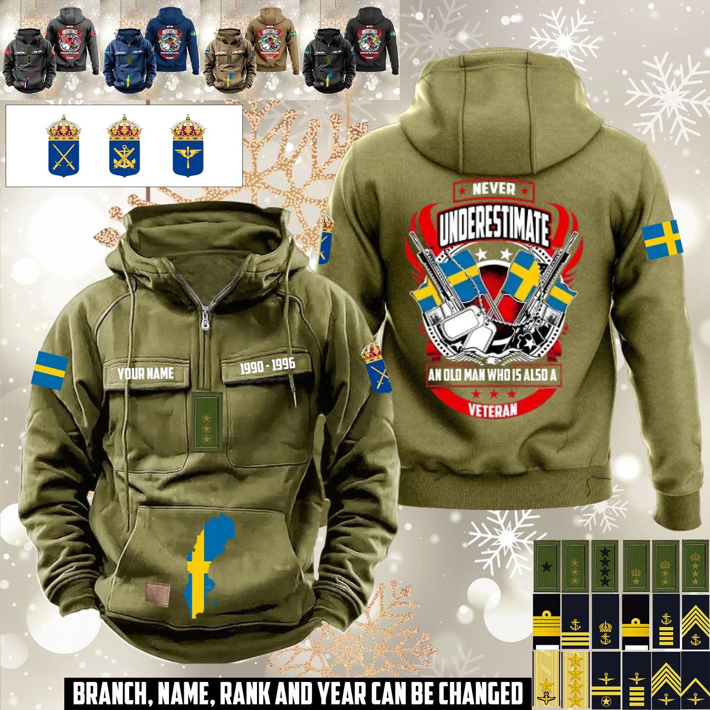 Personalized Sweden Soldier/Veteran Vintage Hoodie All Over Printed - 1760400003