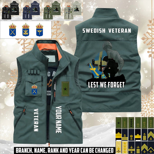 Personalized Sweden Soldier/ Veteran With Name & Rank Sleeveless Jacket Multicolor - 17632512
