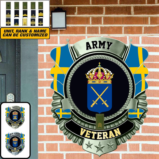Personalized Rank Sweden Soldier/Veterans Camo Cut Metal Sign - 2606230001