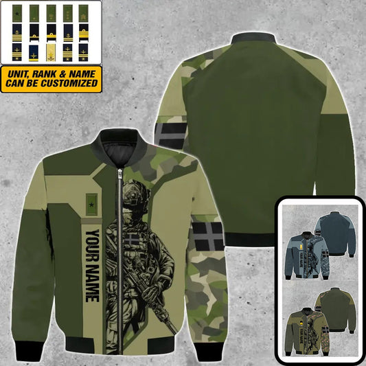 Personalized Sweden Soldier/ Veteran Camo With Name And Rank Bomber Jacket 3D Printed - 1909230001