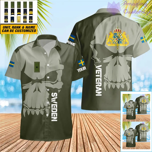 Personalized Sweden  Soldier/ Veteran Camo With Name And Rank Hawaii Shirt 3D Printed  - 1602240001