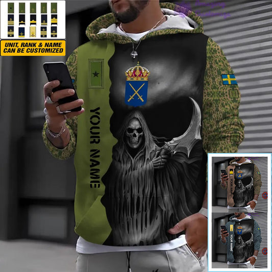 Personalized Sweden Soldier/ Veteran Camo With Name And Rank Hoodie 3D Printed - 2601240001QA