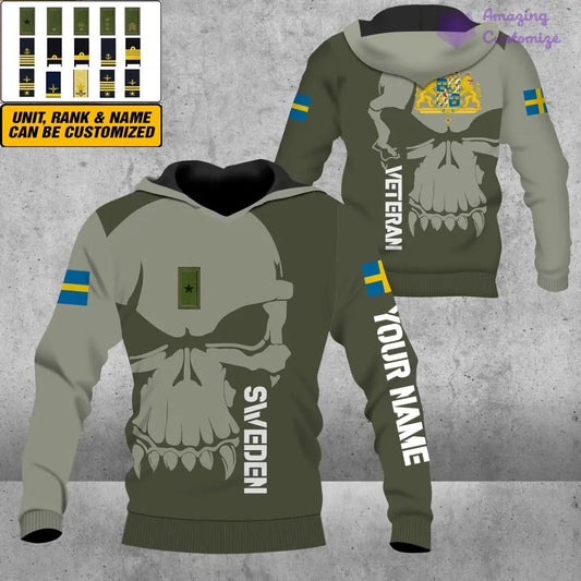 Personalized Sweden  Soldier/ Veteran Camo With Name And Rank Hoodie 3D Printed  - 1602240001