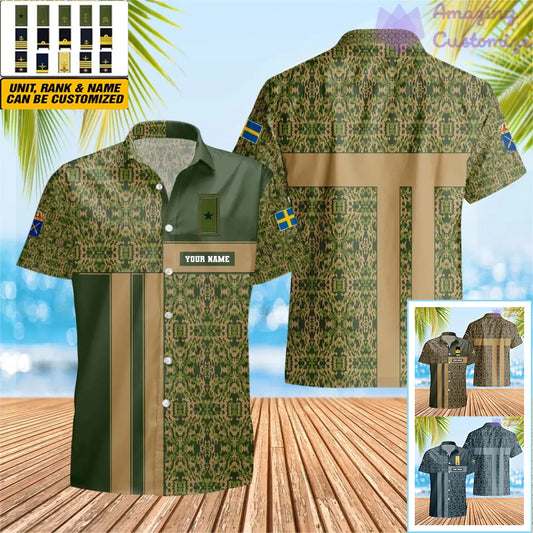 Personalized Sweden Soldier/ Veteran Camo With Name And Rank Hawaii Printed  - 07052401QA