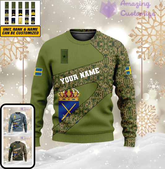Personalized Sweden Soldier/ Veteran Camo With Name And Rank Ugly Sweater 3D Printed  - 3001240001