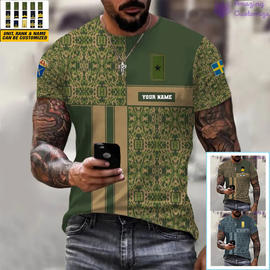 Personalized Sweden Soldier/ Veteran Camo With Name And Rank T-shirt Printed  - 07052401QA