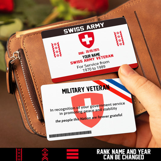 Personalized Swiss Soldier/ Veteran With Rank, Name And Year Aluminum Wallet Card - 17471808