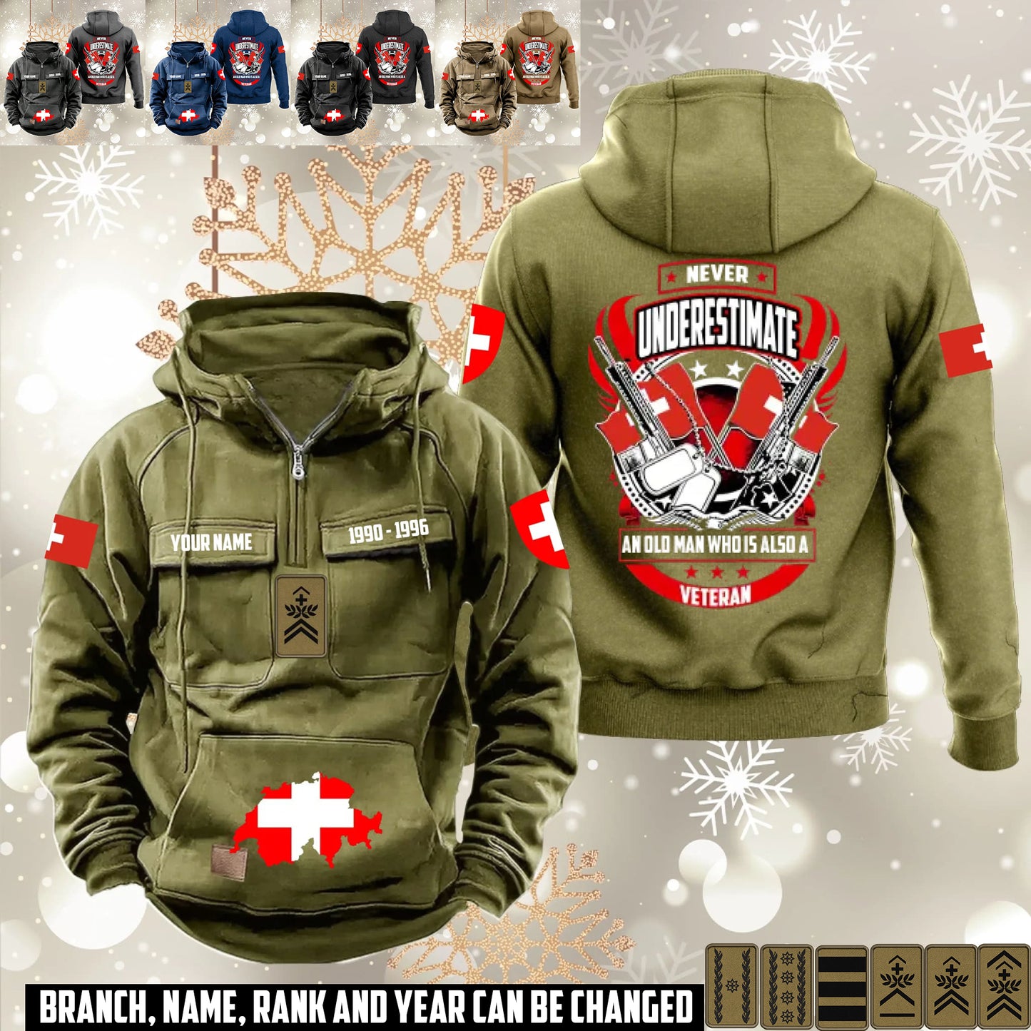 Personalized Swiss Soldier/Veteran Vintage Hoodie All Over Printed - 1760400003
