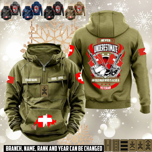 Personalized Swiss Soldier/Veteran Vintage Hoodie All Over Printed - 1760400003