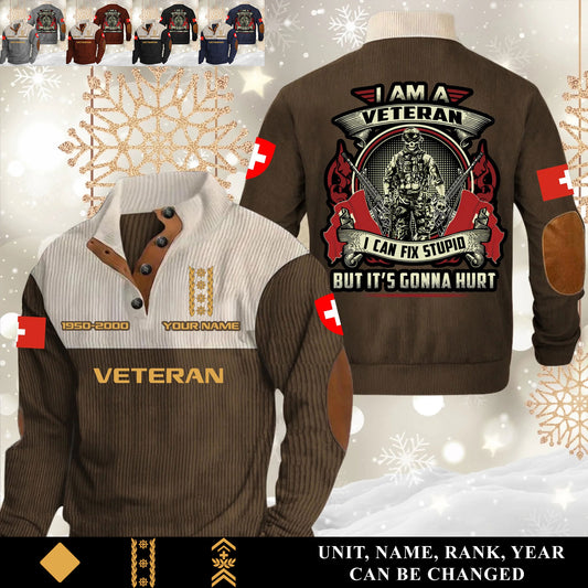 Personalized Swiss Soldier/ Veteran With Name, Year And Rank Sports Sweatshirt - 17554752