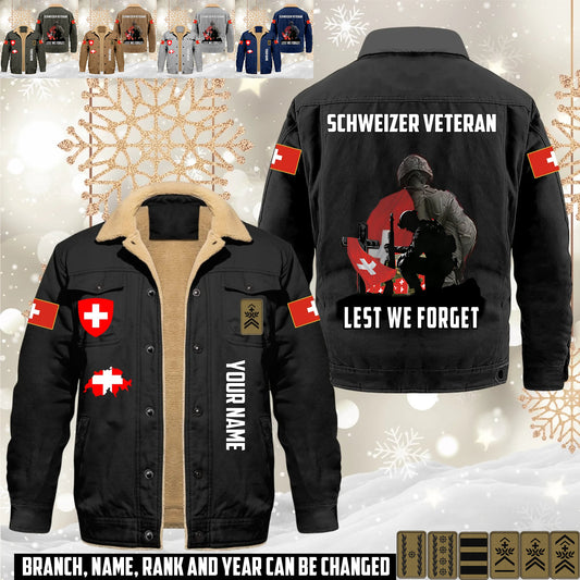 Personalized Swiss Soldier/ Veteran With Name And Rank Cargo Fleece Jacket - 17635968