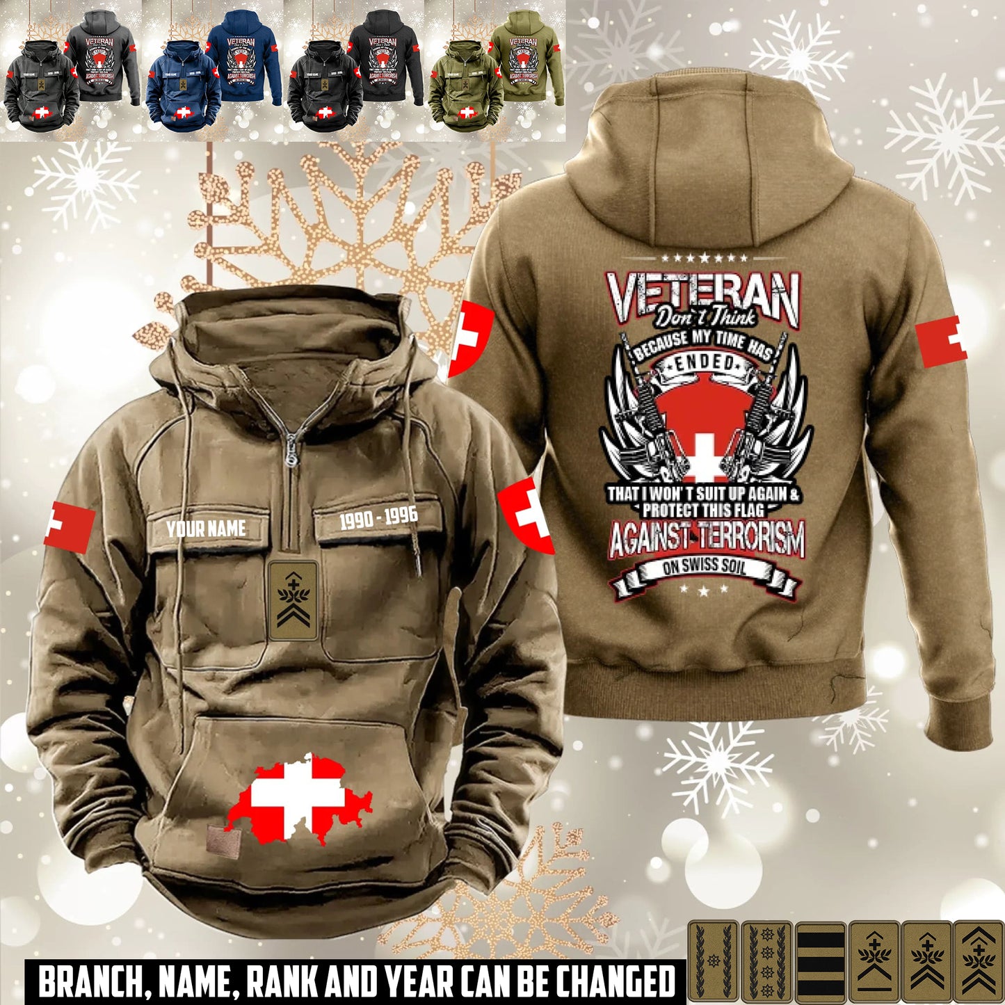Personalized Swiss Soldier/Veteran Vintage Hoodie All Over Printed - 1760572801