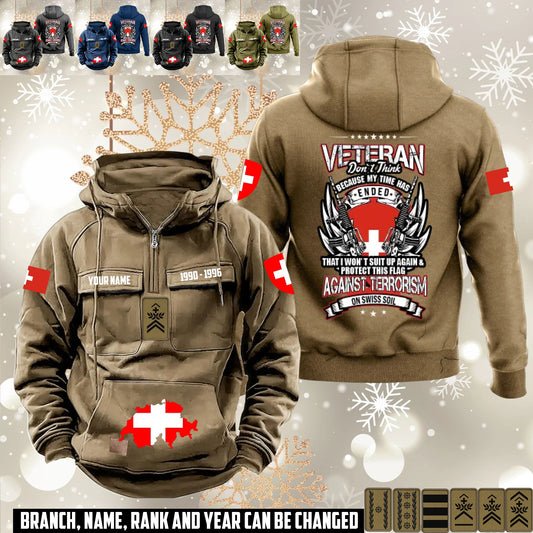 Personalized Swiss Soldier/Veteran Vintage Hoodie All Over Printed - 1760572801