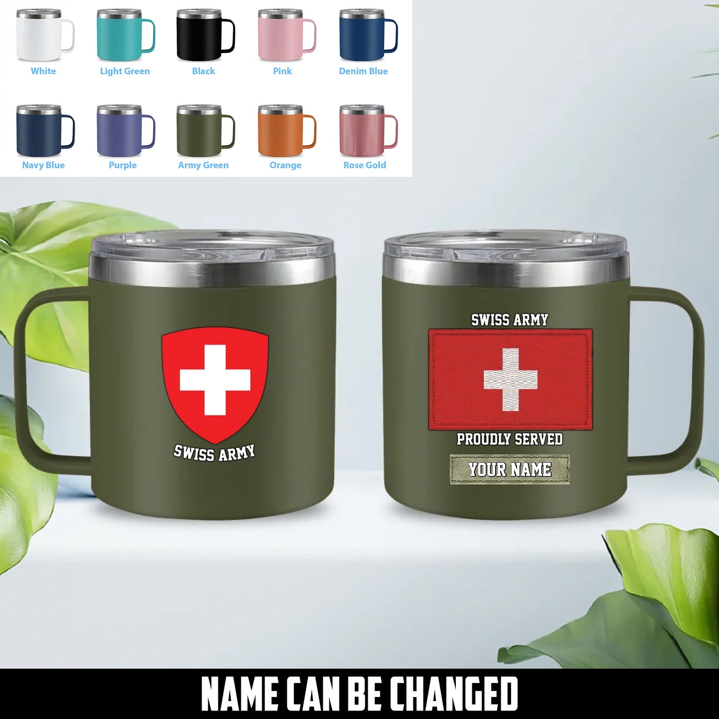 Personalized Swiss Soldier/ Veteran With Name  Stainless Steel Coffee Mug Printed - 1761177602