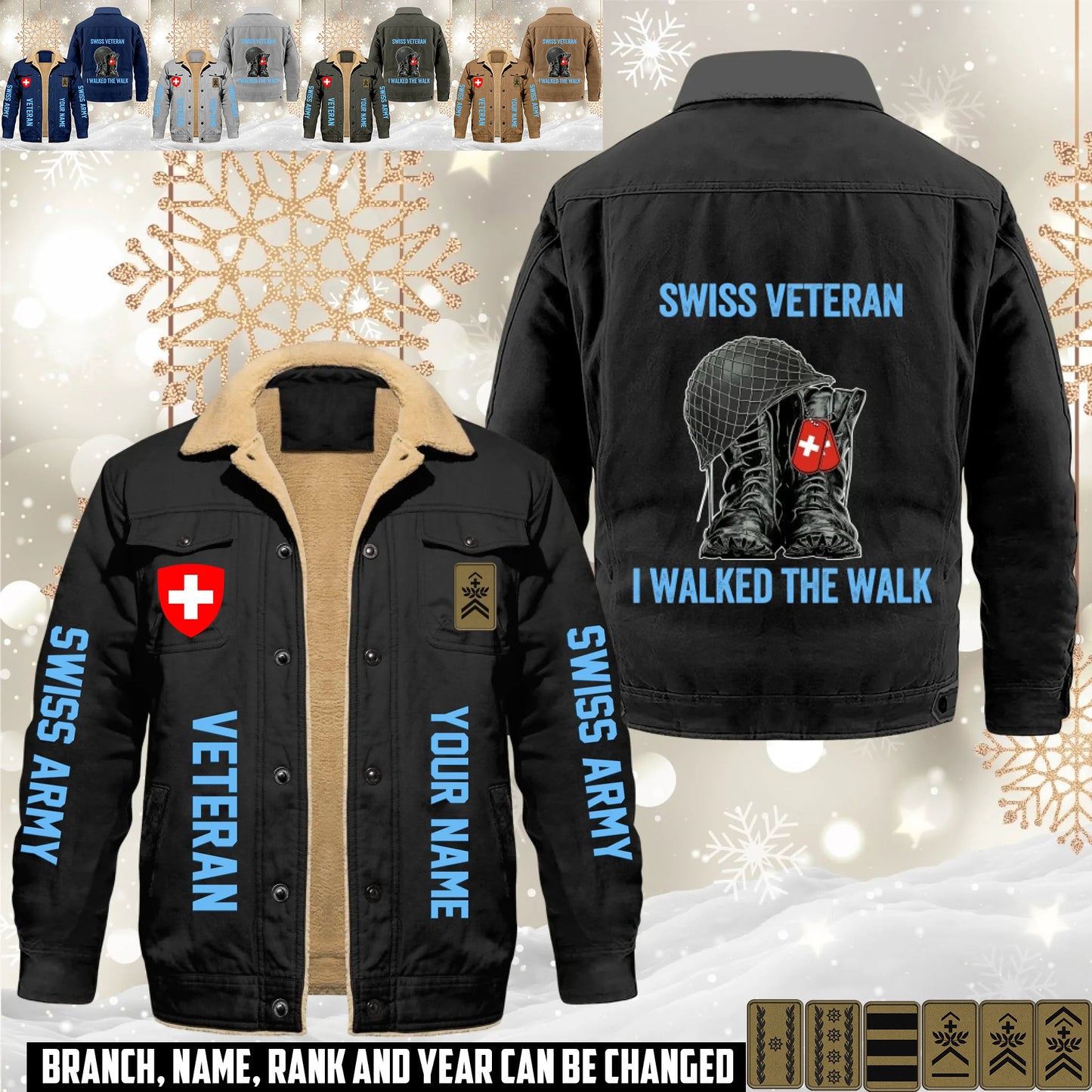 Personalized Swiss Soldier/ Veteran With Name And Rank Cargo Fleece Jacket - 17593632