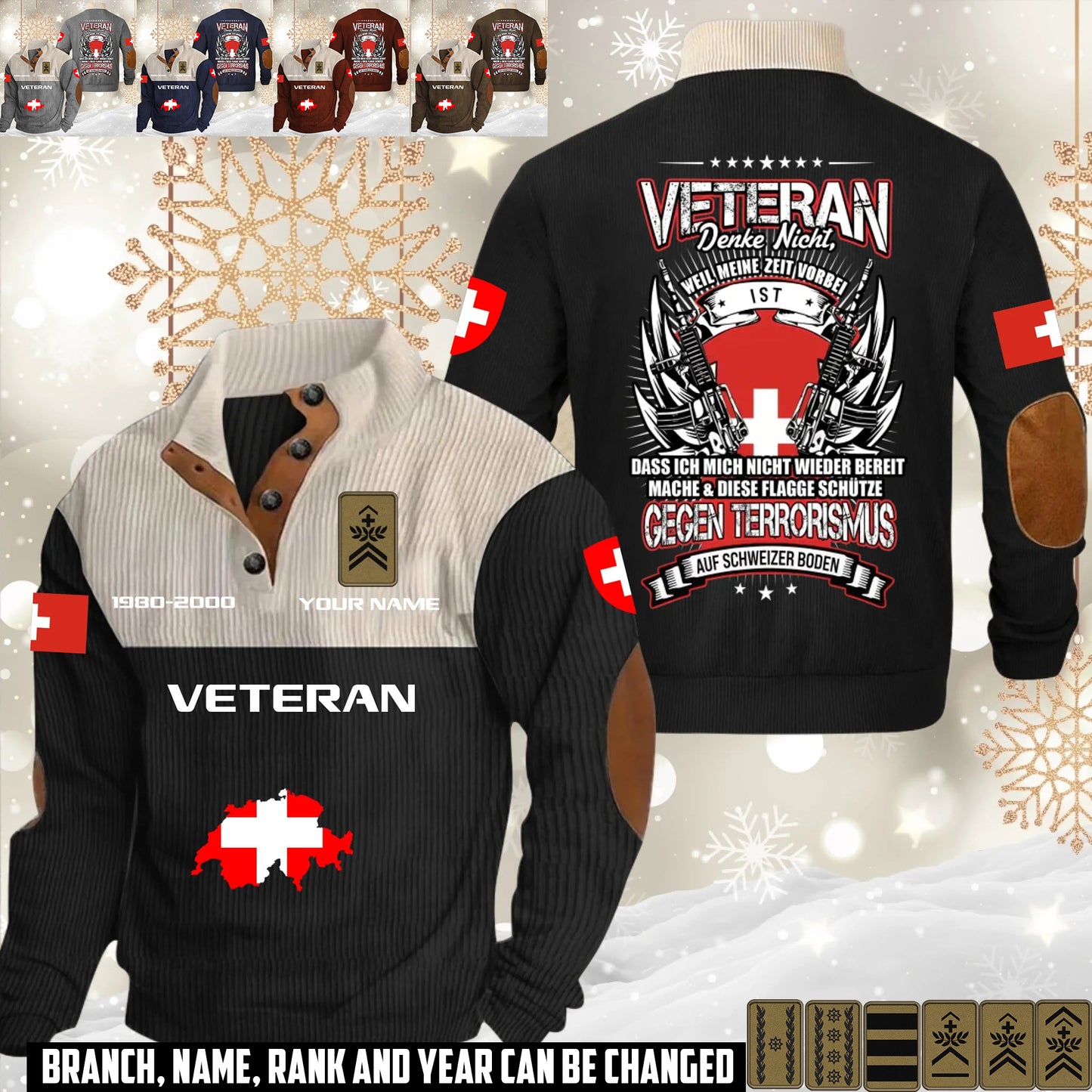 Personalized Swiss Soldier/ Veteran With Name, Year And Rank Sports Sweatshirt - 17644608