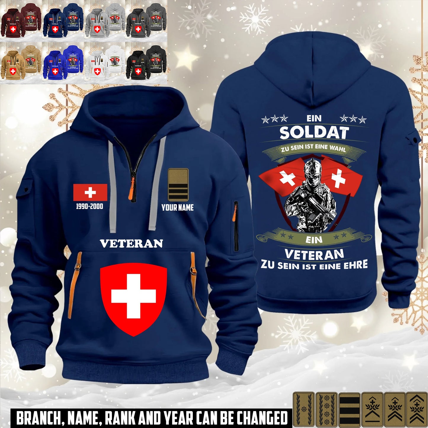 Personalized Swiss Soldier/ Veteran With Name, Year And Rank Zip Hoodie Multicolor - 17563392