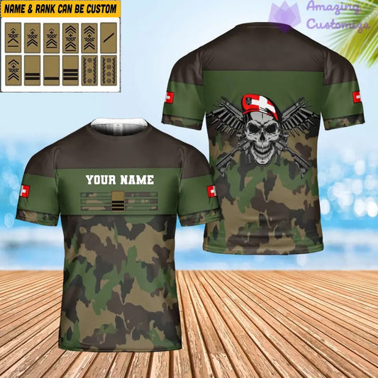 Personalized Swiss Soldier/ Veteran Camo With Name And Rank T-shirt 3D Printed - 0402240003